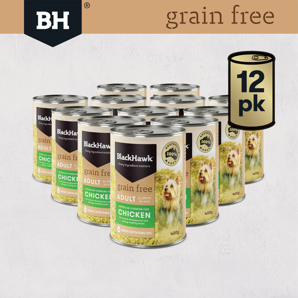BLACKHAWK DOG CHICKEN GRAIN FREE 400G CTN 12