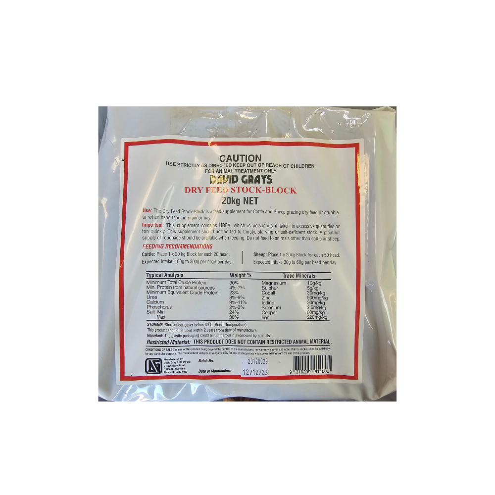 DAVID GRAY DRY FEED BLOCK 20KG