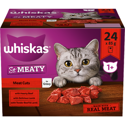 WHISKAS SINGLE POUCH SO MEATY 24X85G