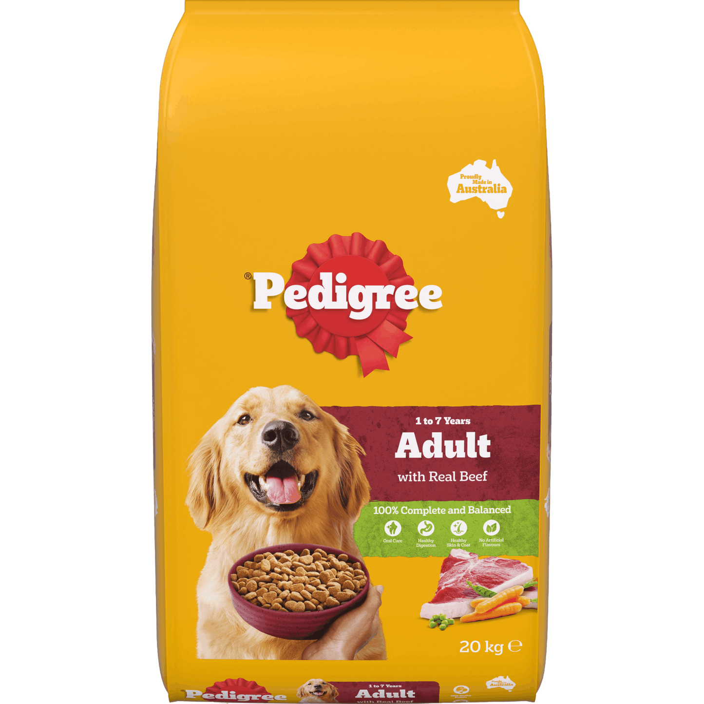 PEDIGREE ADULT WITH BEEF 20KG BAG