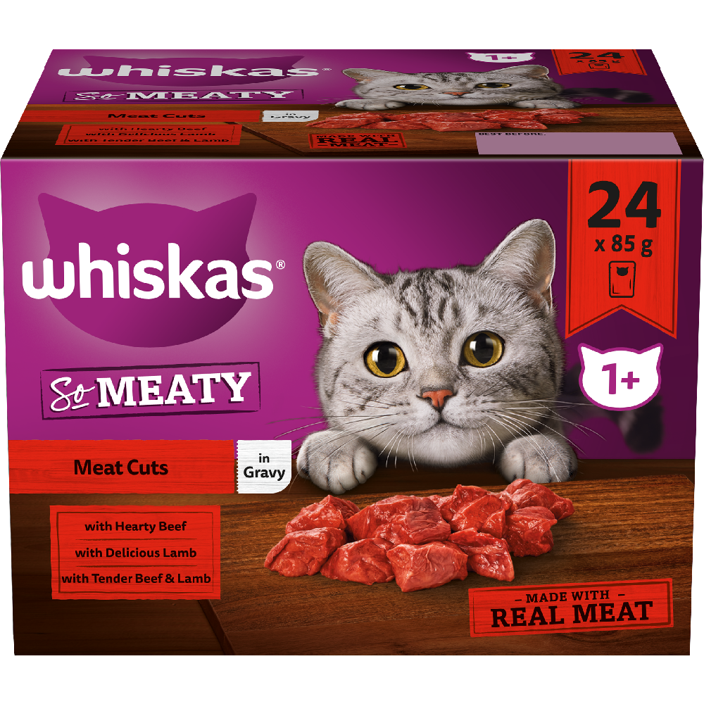 WHISKAS SINGLE POUCH SO MEATY 24X85G
