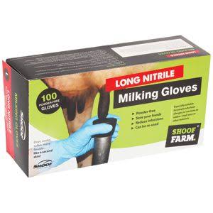 GLOVE MILKING NITRILE LONG MED SHOOF 100